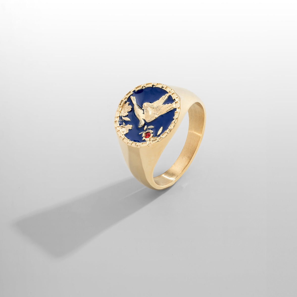 Anillo Sello de Esmalte Golondrina (Oro)