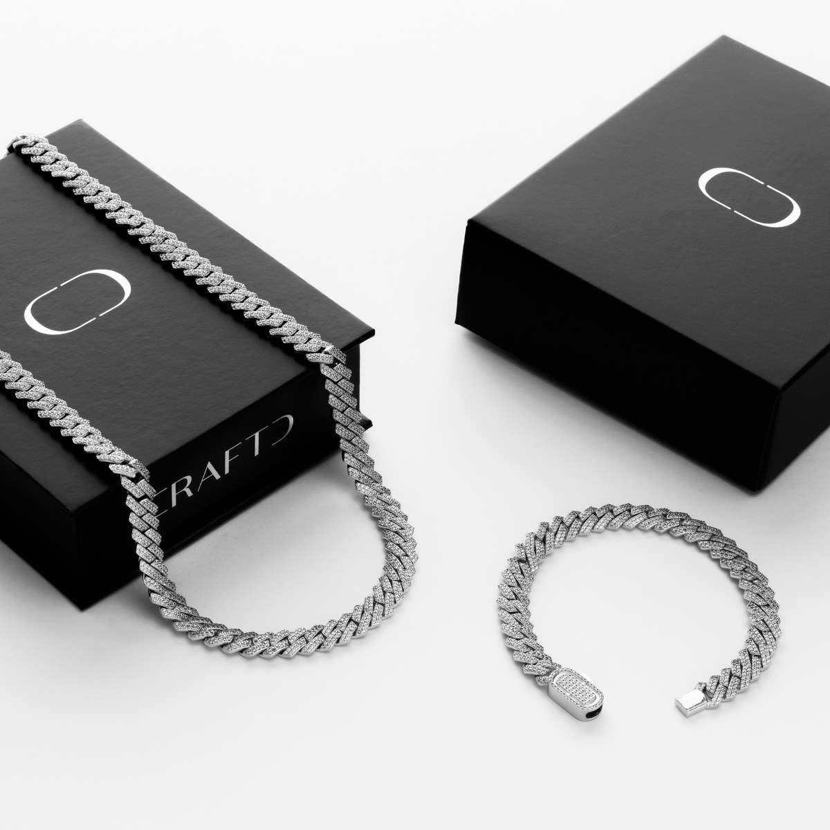 Juego de Regalo Prong Link Iced Cuban (Plata)
