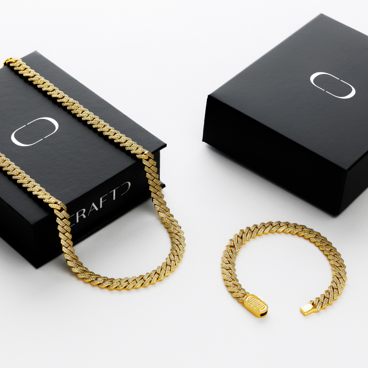 Juego de Regalo Prong Link Iced Cuban (Oro)