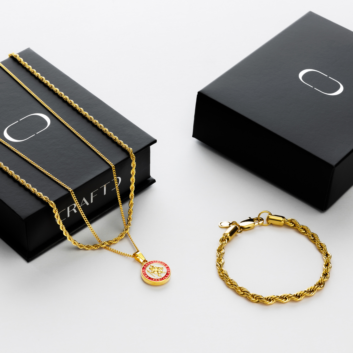 Juego de Regalo de San Cristóbal de Esmalte (Oro)