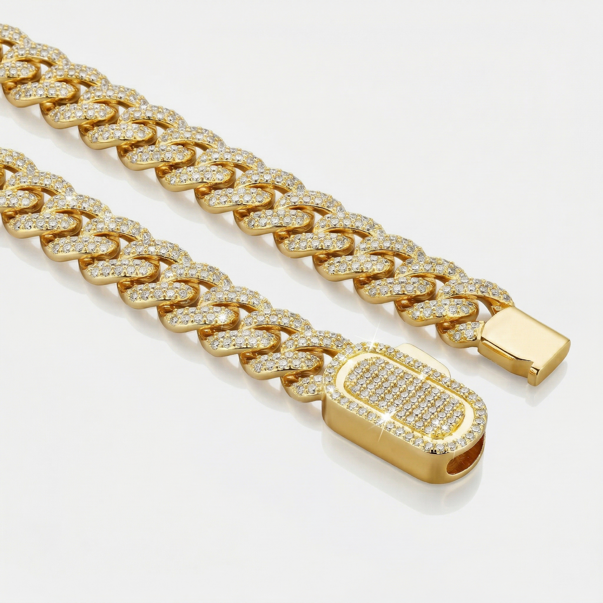 Pulsera cubana helada (Oro) 10mm