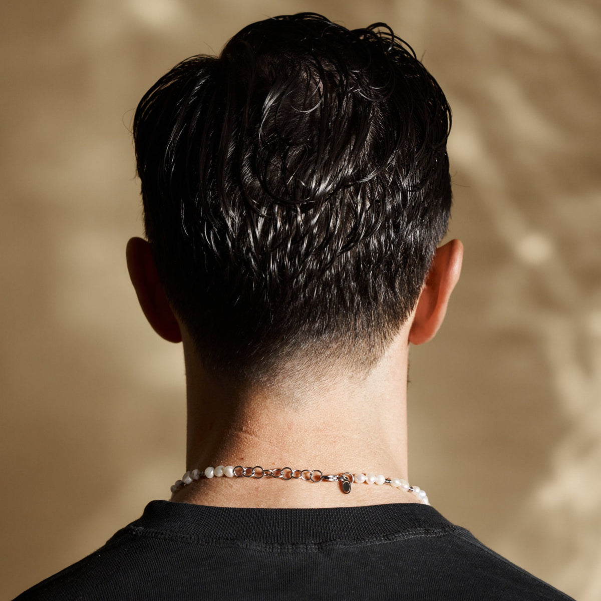 Collar de perlas reales con cuentas heladas (Plata)