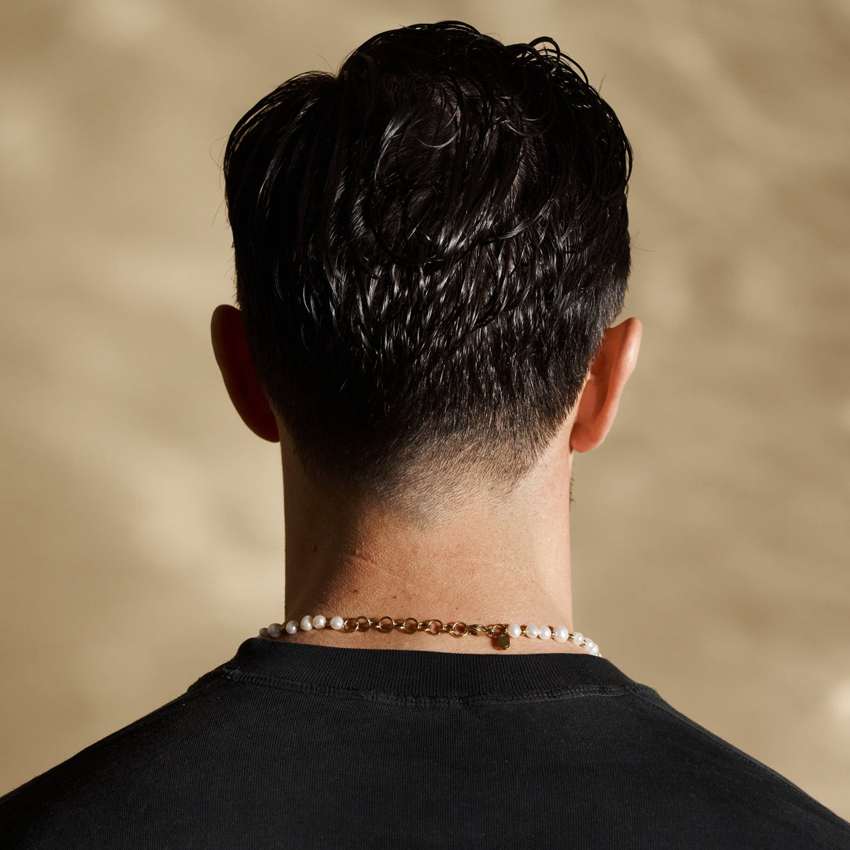 Collar de perlas reales con cuentas heladas (Oro)