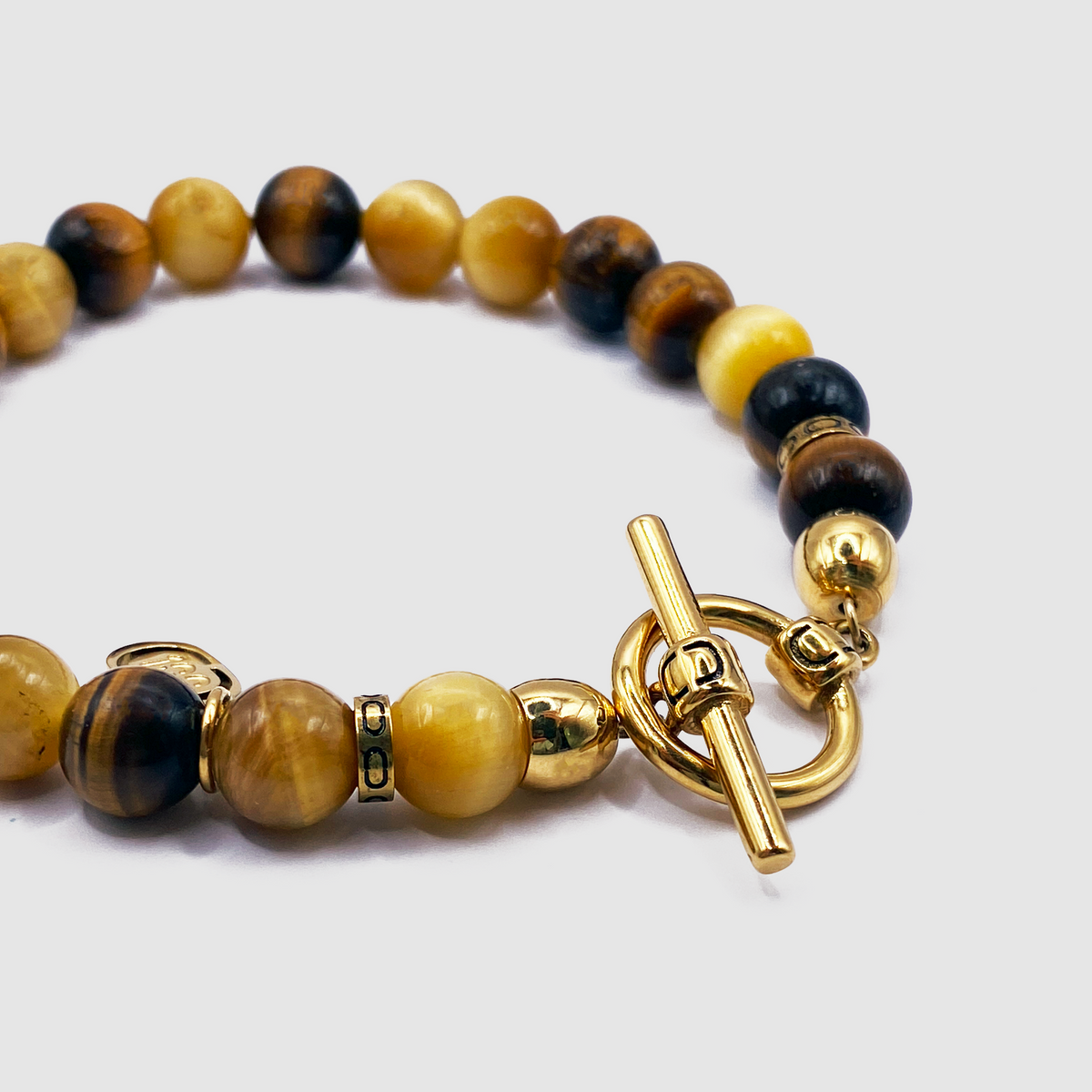 Pulsera de Cuentas de Ojo de Tigre (Oro)