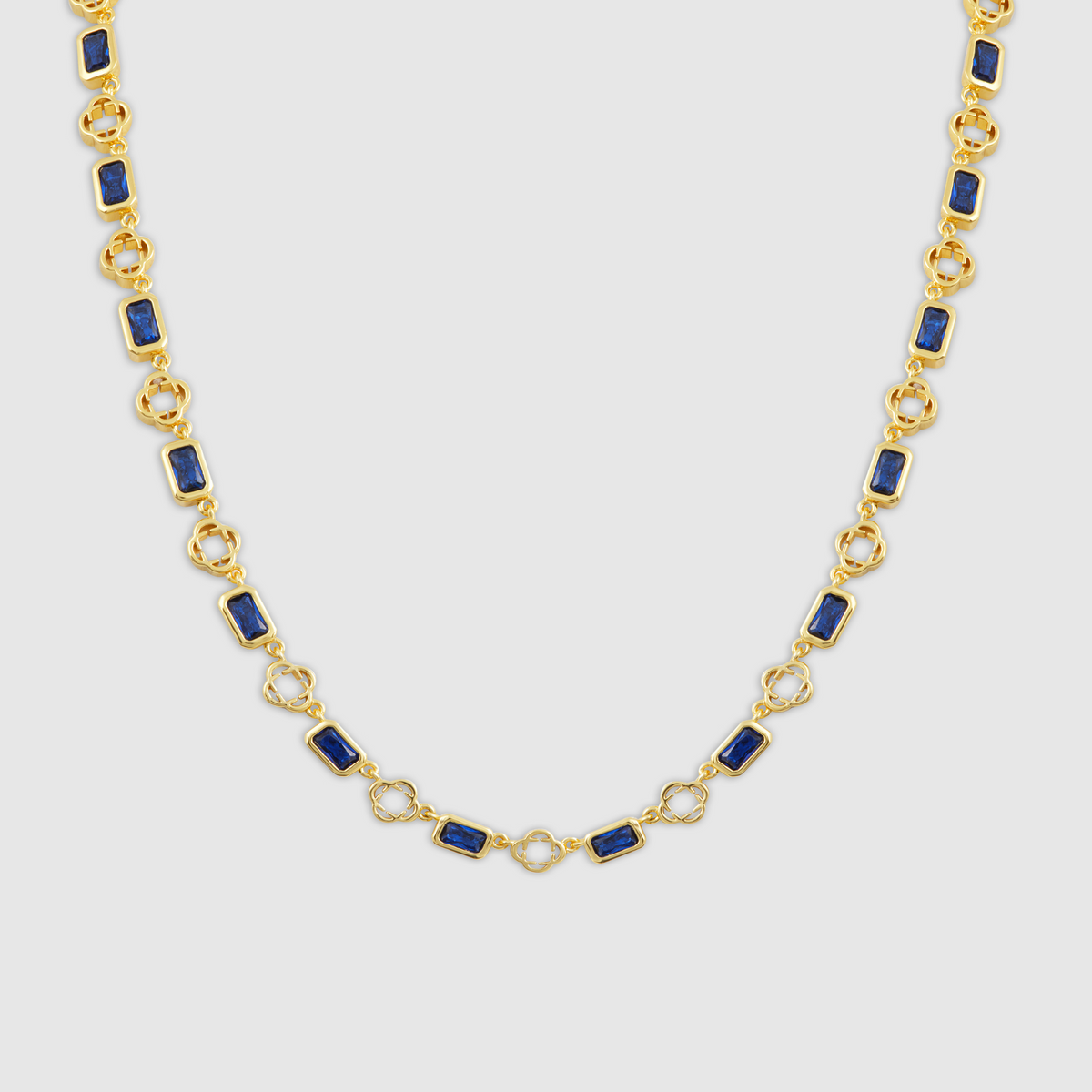 Collar de Trébol de Piedras Preciosas Azules (Oro)