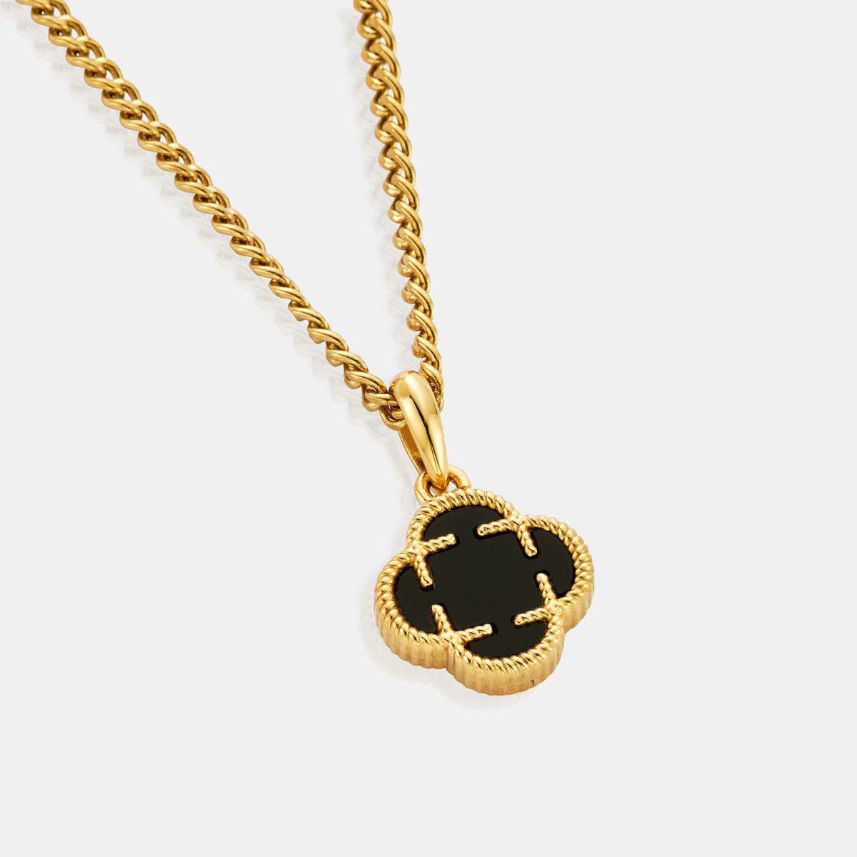 Colgante de Piedra de Trébol de Ónix (Oro)