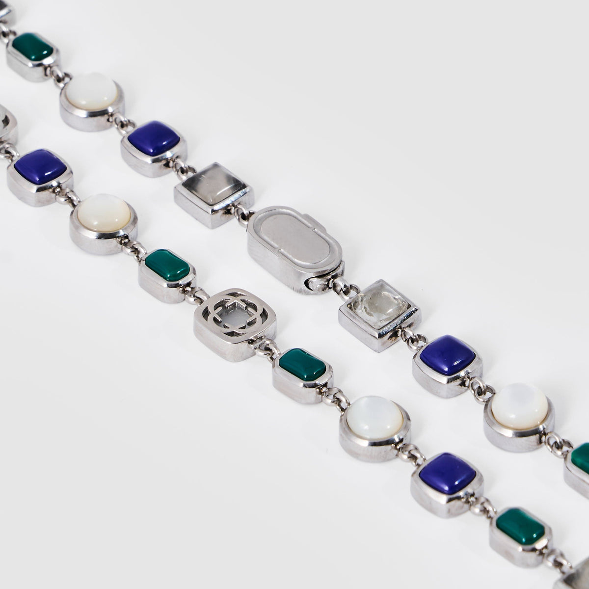 Collar de gema de cristal azul (plata)