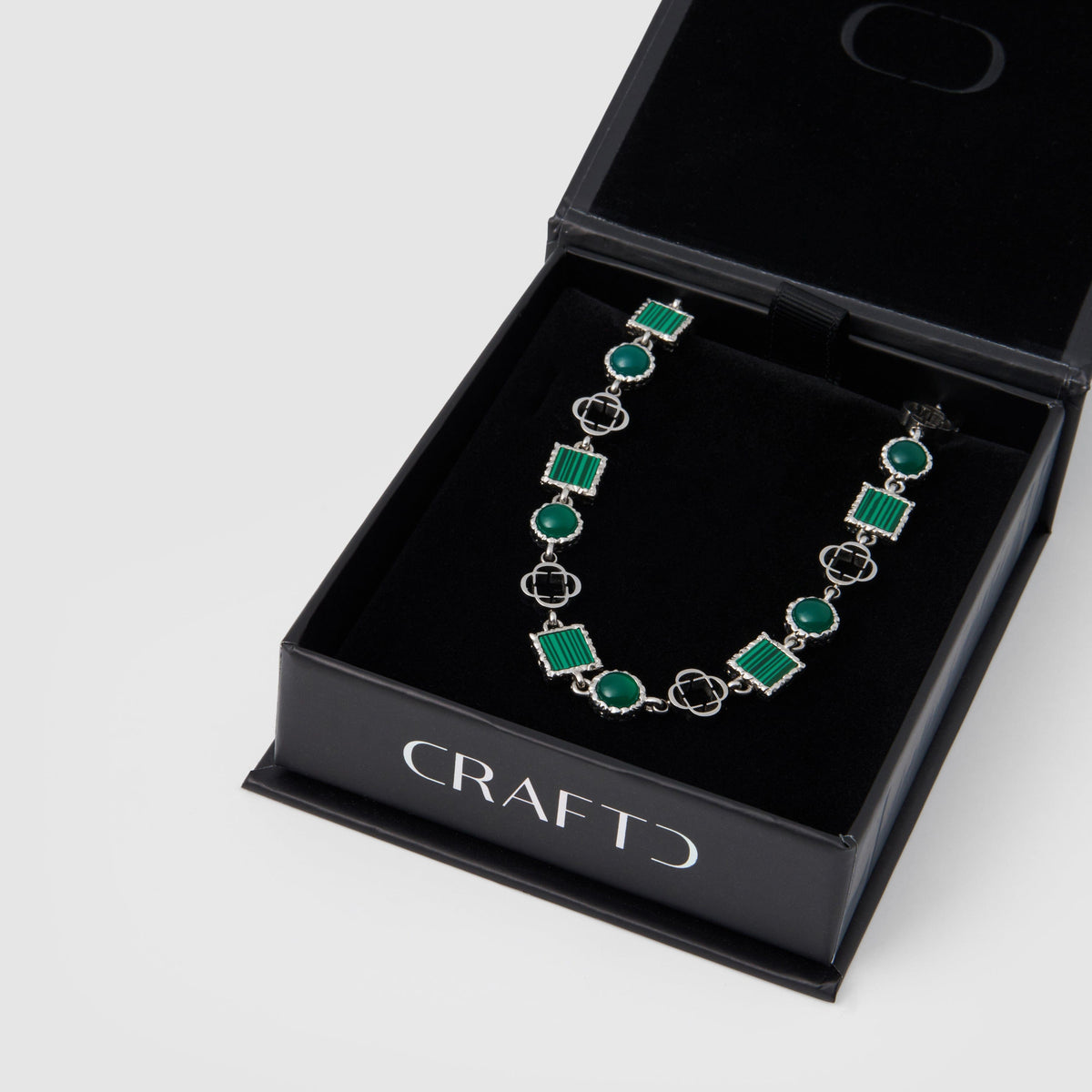 Pulsera de gema de cuarzo verde (plata)
