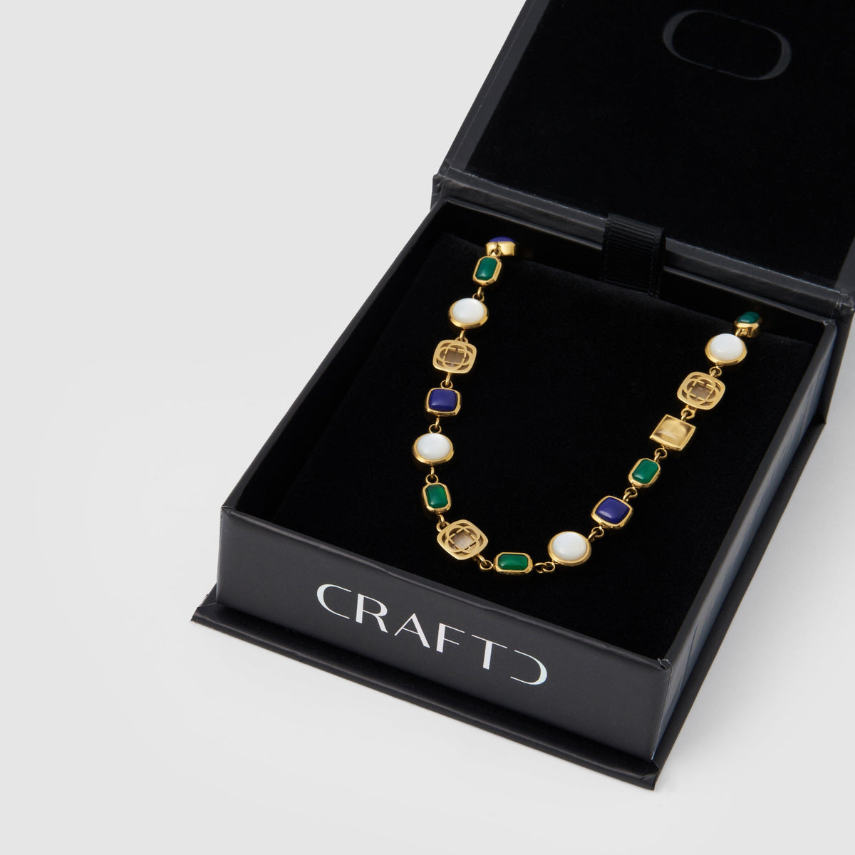 Pulsera de gema de cristal azul (oro)