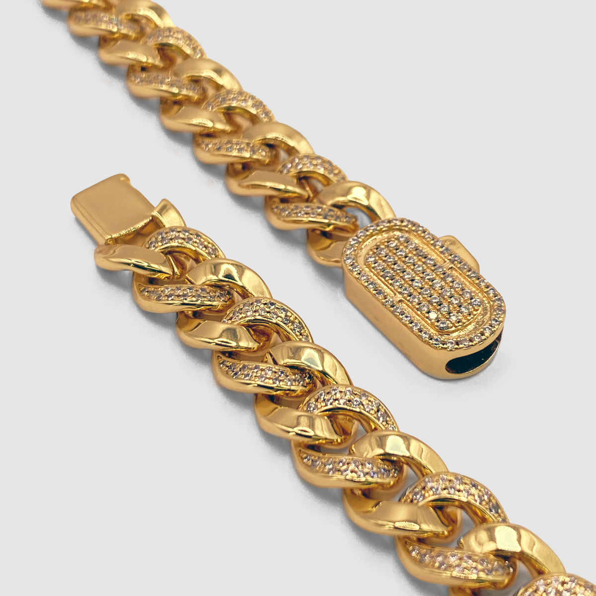 Pulsera Cubana Gold Ice (Oro) 8mm