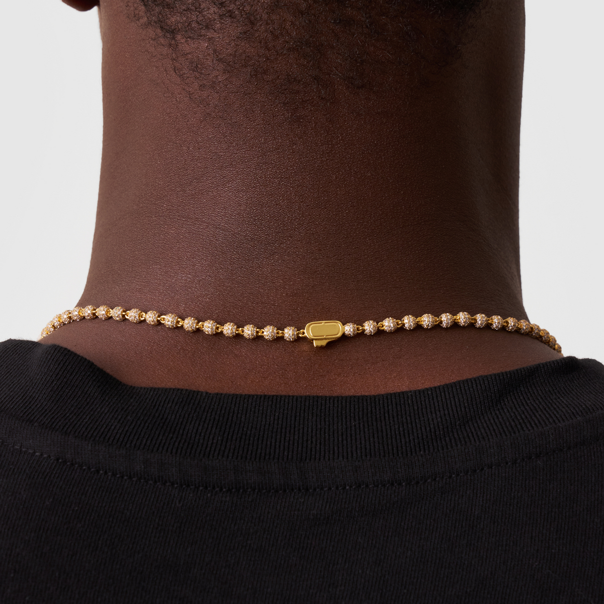Collar de colgante de bola helada (Oro) 4mm