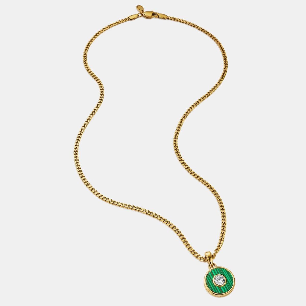 Colgante de gema redonda de malaquita (oro)