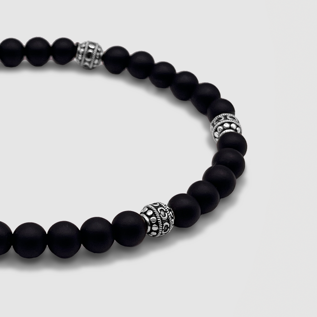 Pulsera de Piedra Ónix Mate (Plata)
