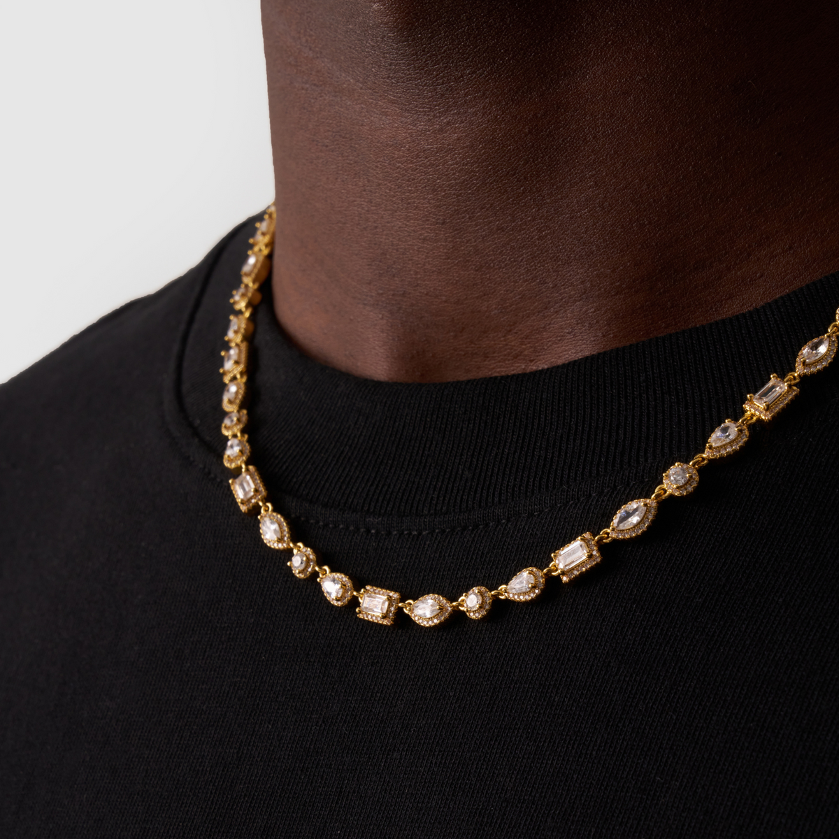 Collar de cluster mixto enlazado (Oro)