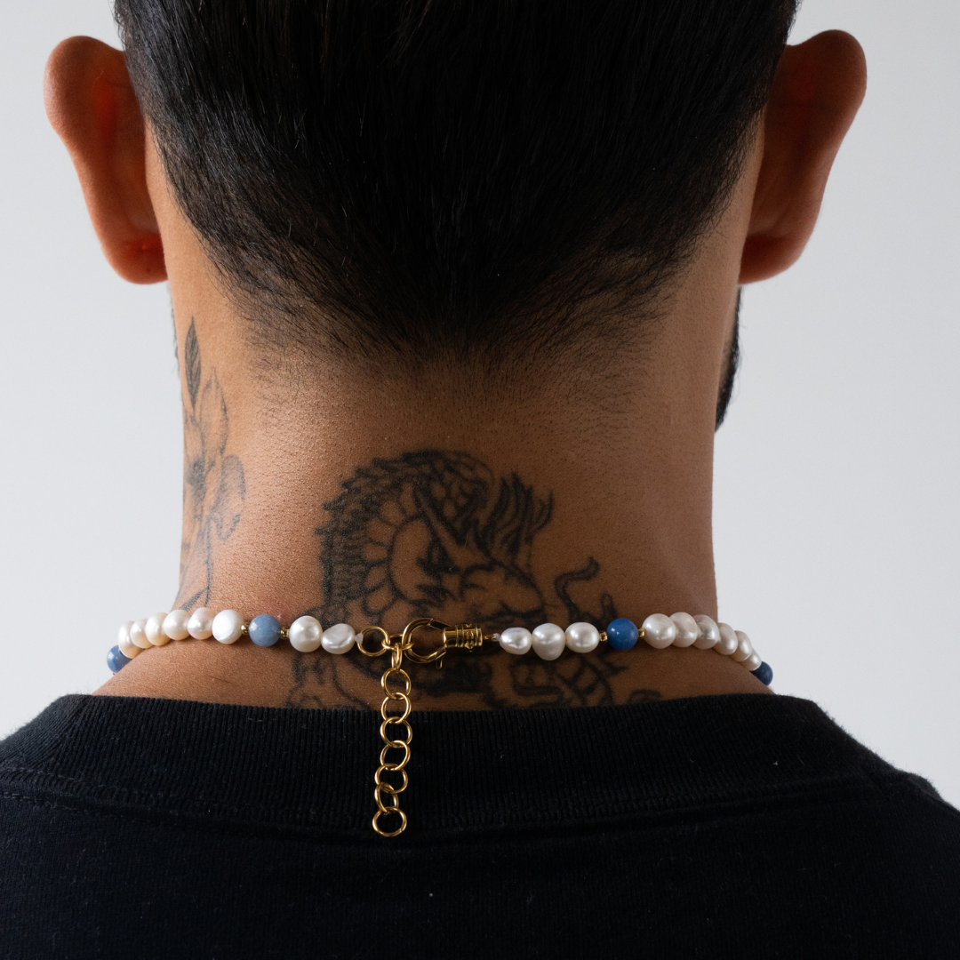 Azul cobalto - Collar de perlas reales