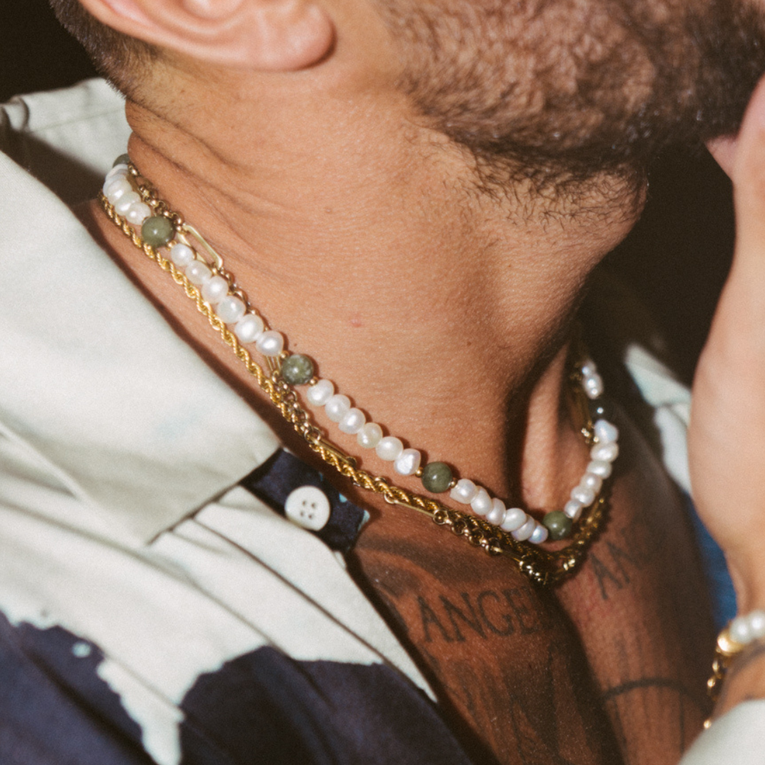 Verde bosque - Collar de perlas reales