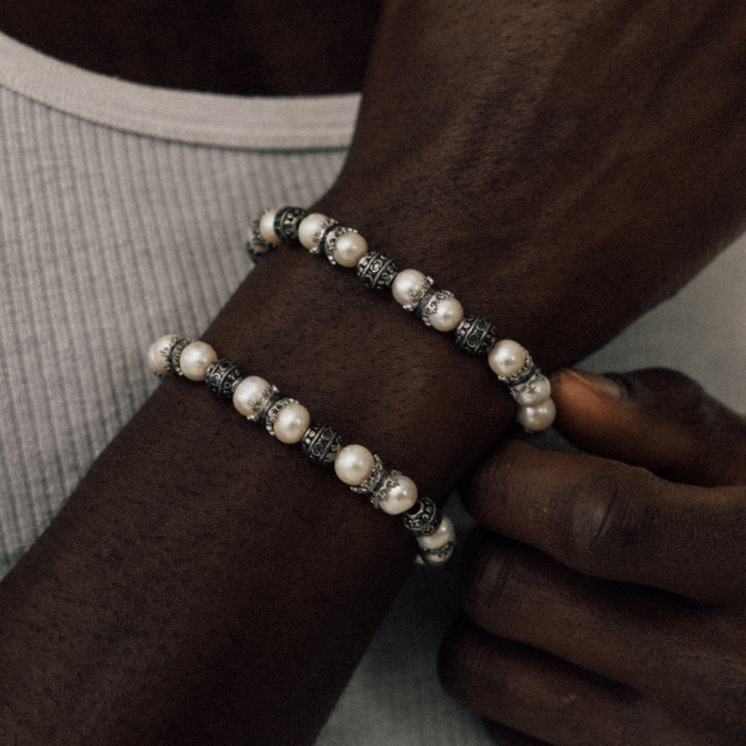 Pulsera de perlas de joyas de la corona (plata)