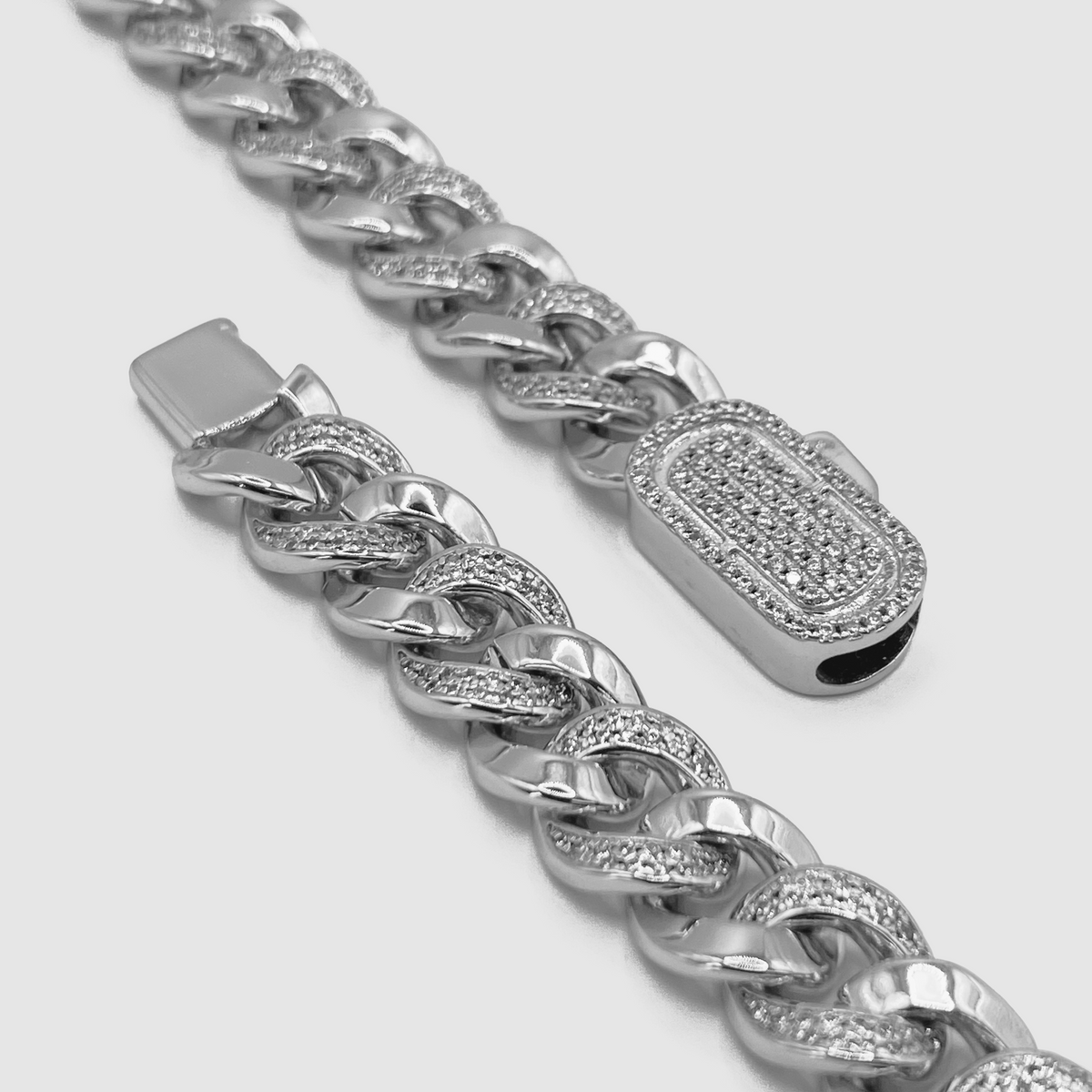 Pulsera Cubana Semi Helada (Plata) 8mm