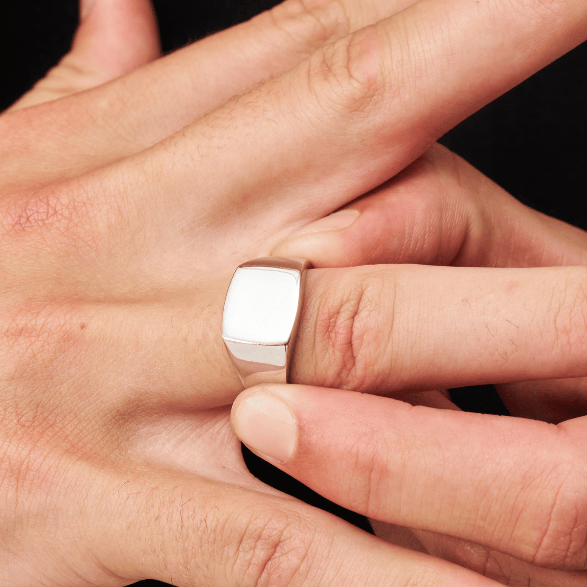 Anillo de sello cuadrado (Plata)