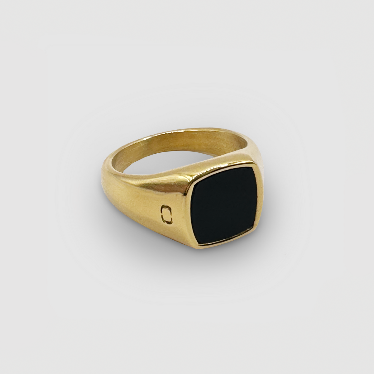 Anillo Sello de Piedra Cuadrada Ónice (Oro)