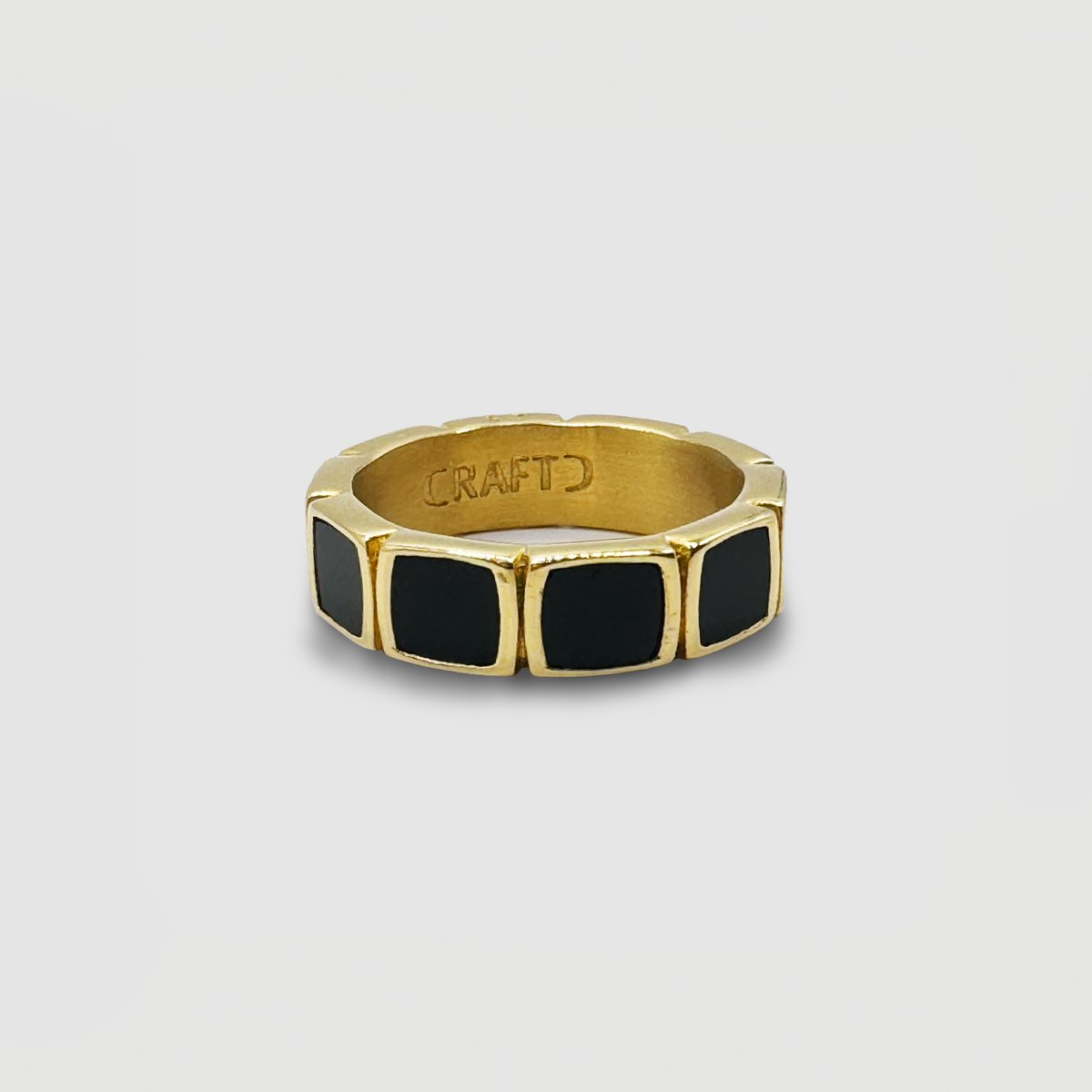 Anillo Banda de Piedra Ónice (Oro)