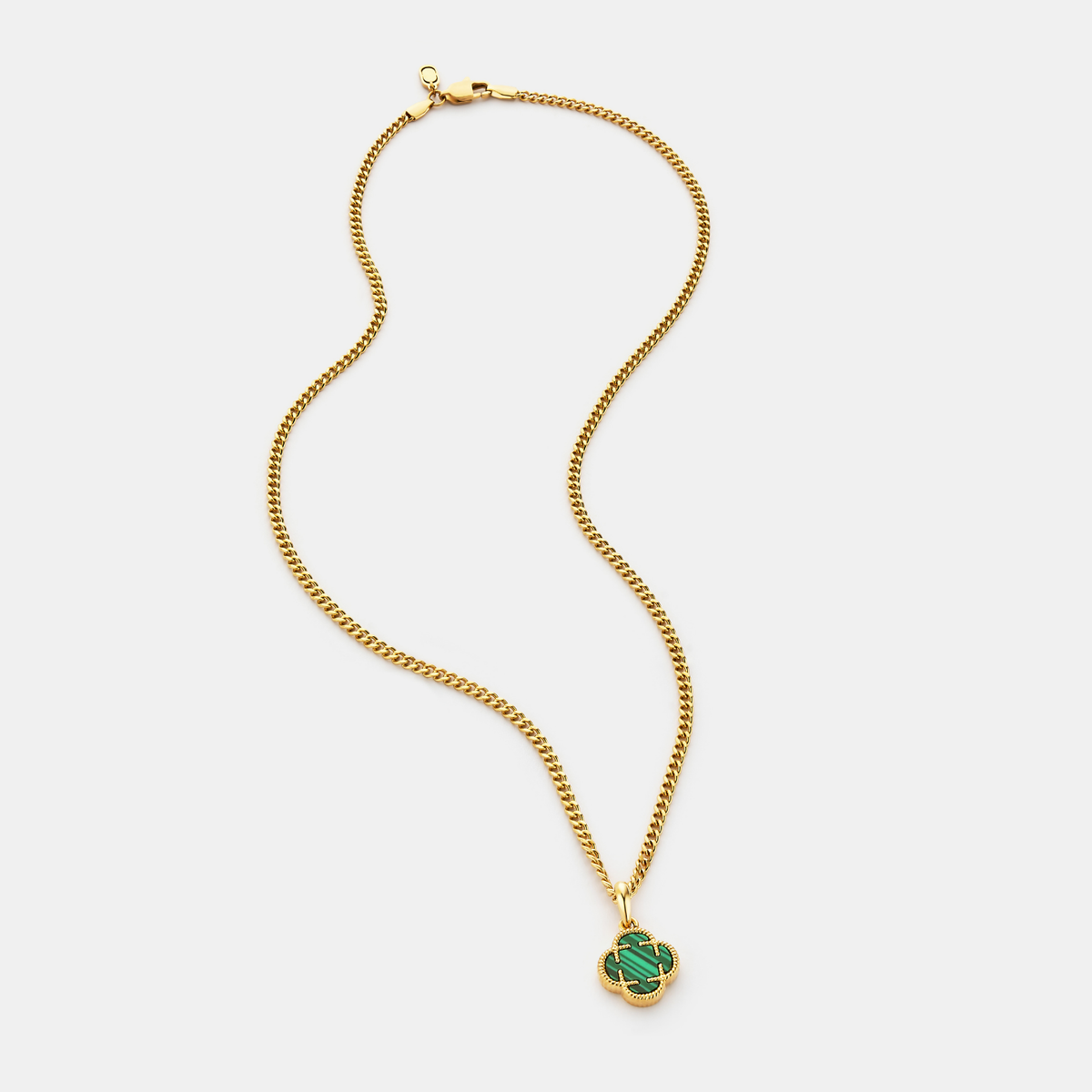 Colgante de Piedra de Trébol de Malaquita (Oro)