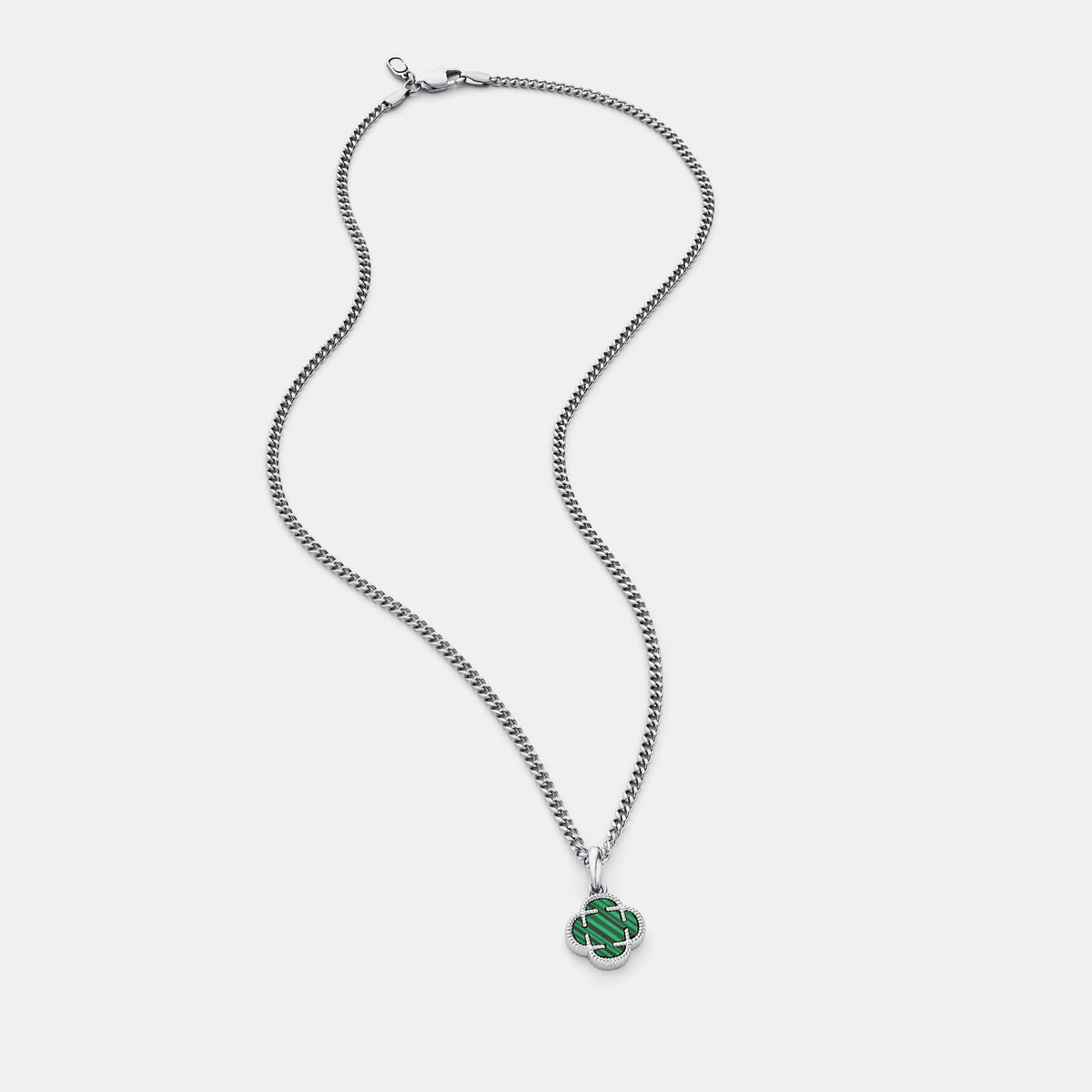 Colgante de Piedra de Trébol de Malaquita (Plata)