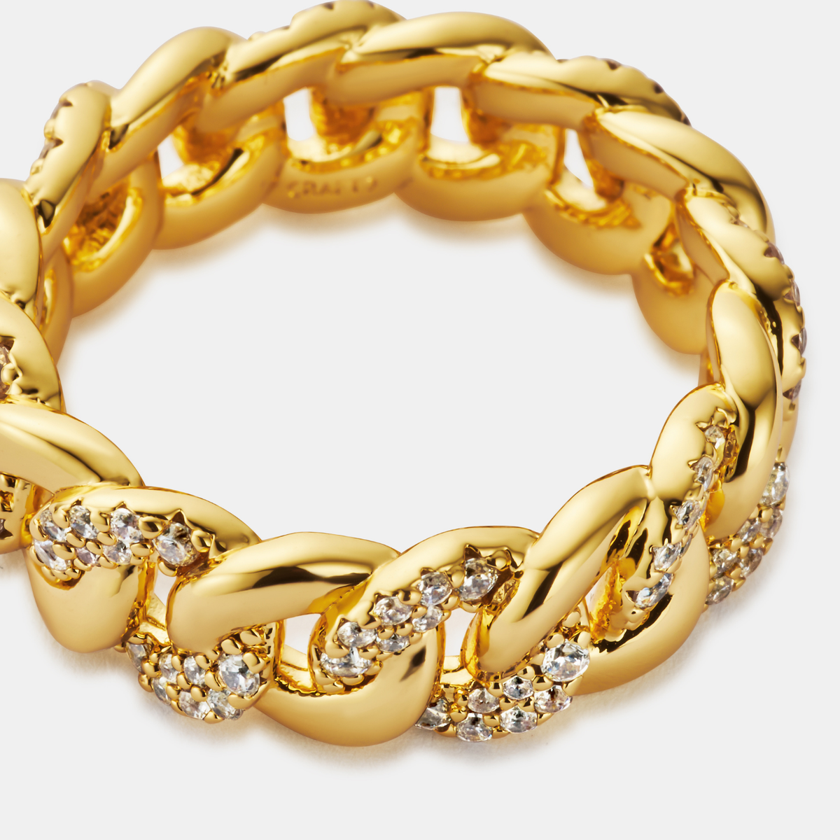 Anillo de Banda Cubana Helado a Medias (Oro) 8mm