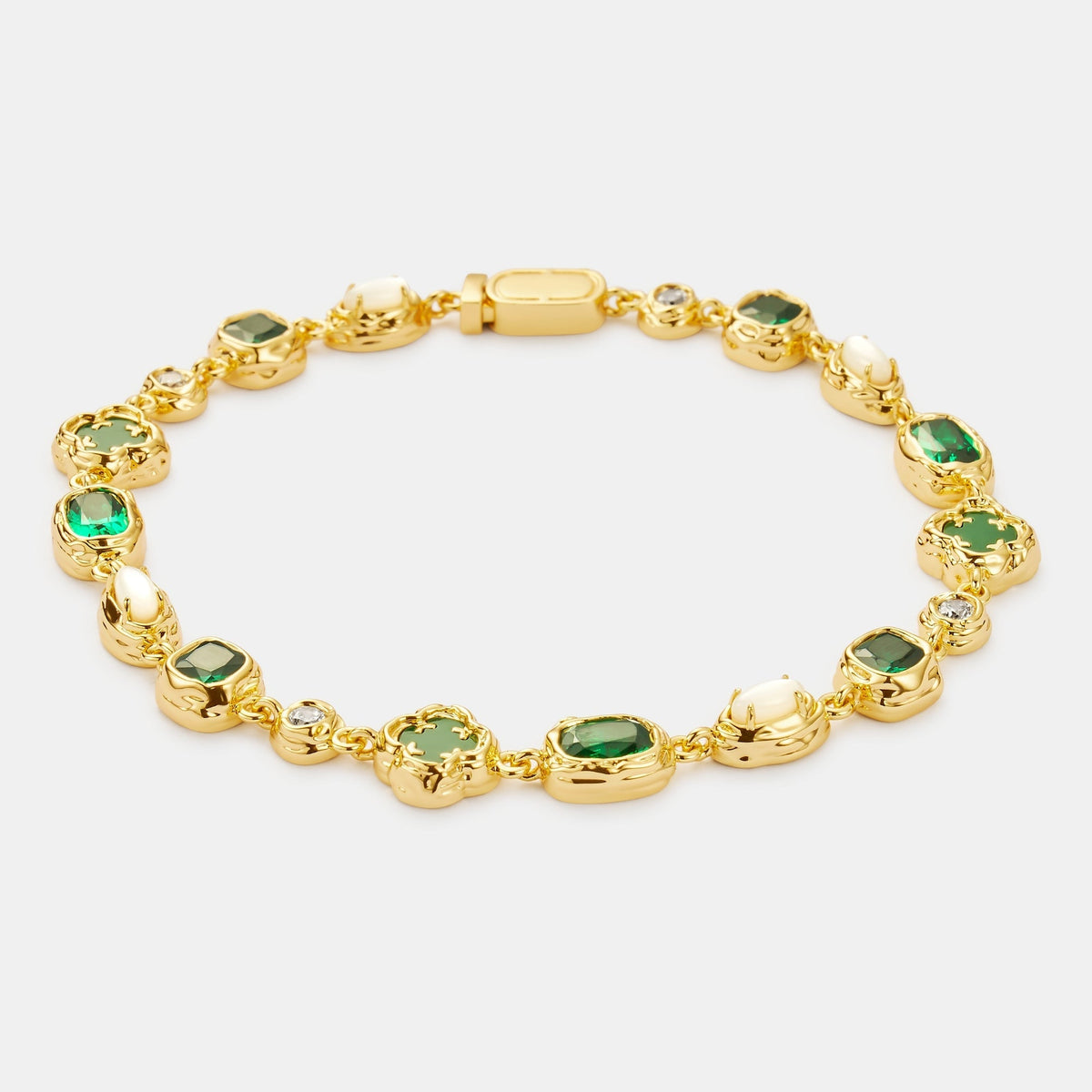 Pulsera de Piedra Esmeralda Derretida (Oro)