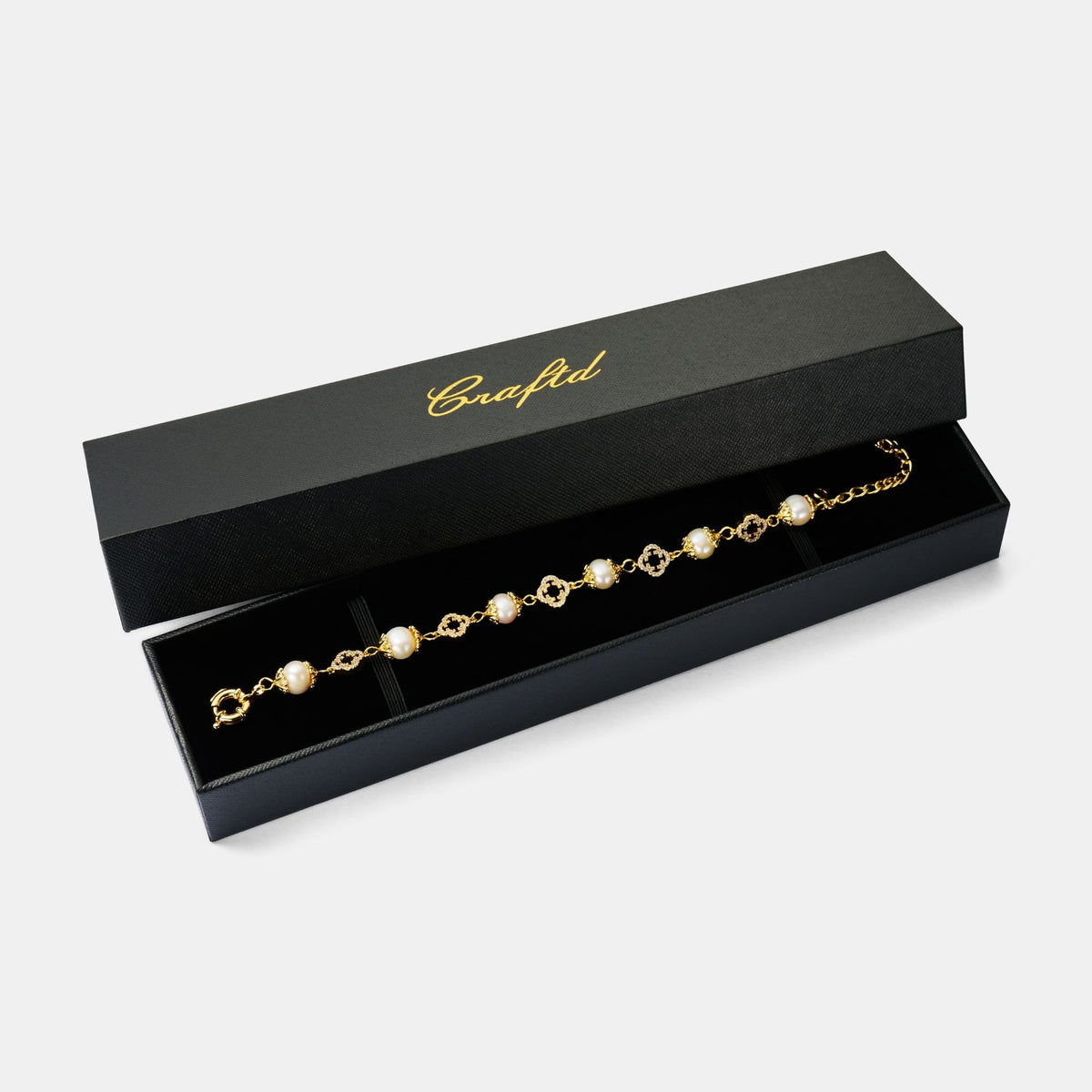 Pulsera de perlas reales de filigrana (oro)