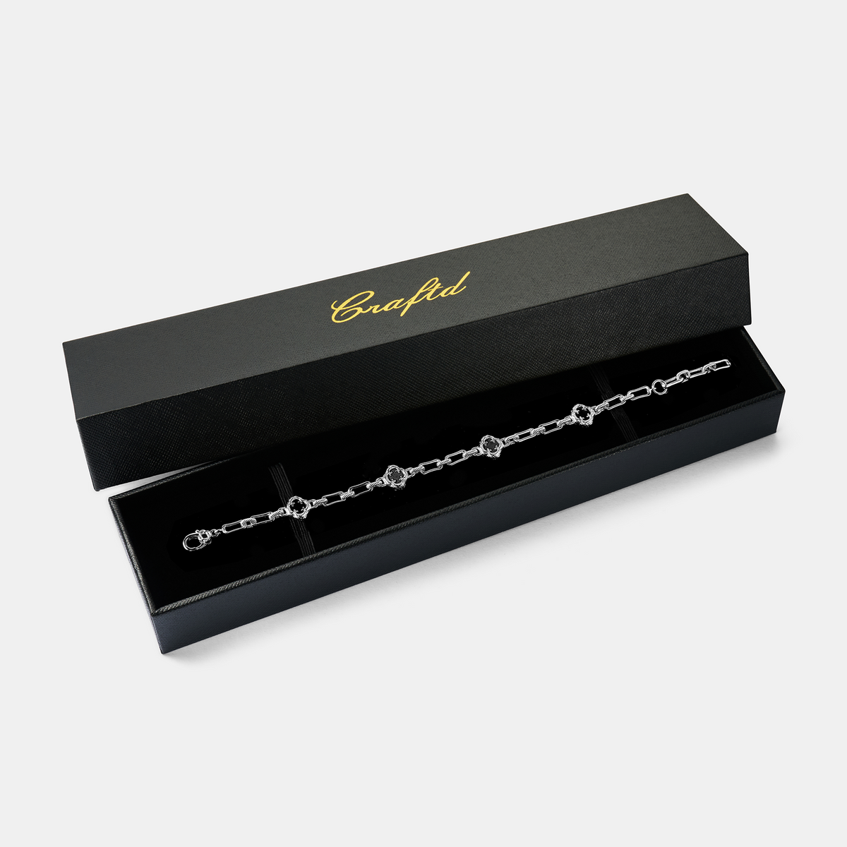 Pulsera de piedra de trébol de ónice derretido (Plata) | Plata esterlina