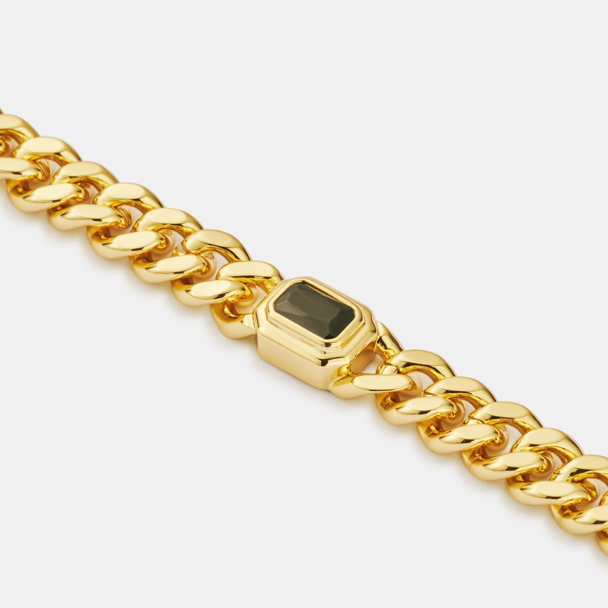 Pulsera Cubana de Ónix (Oro) 6mm