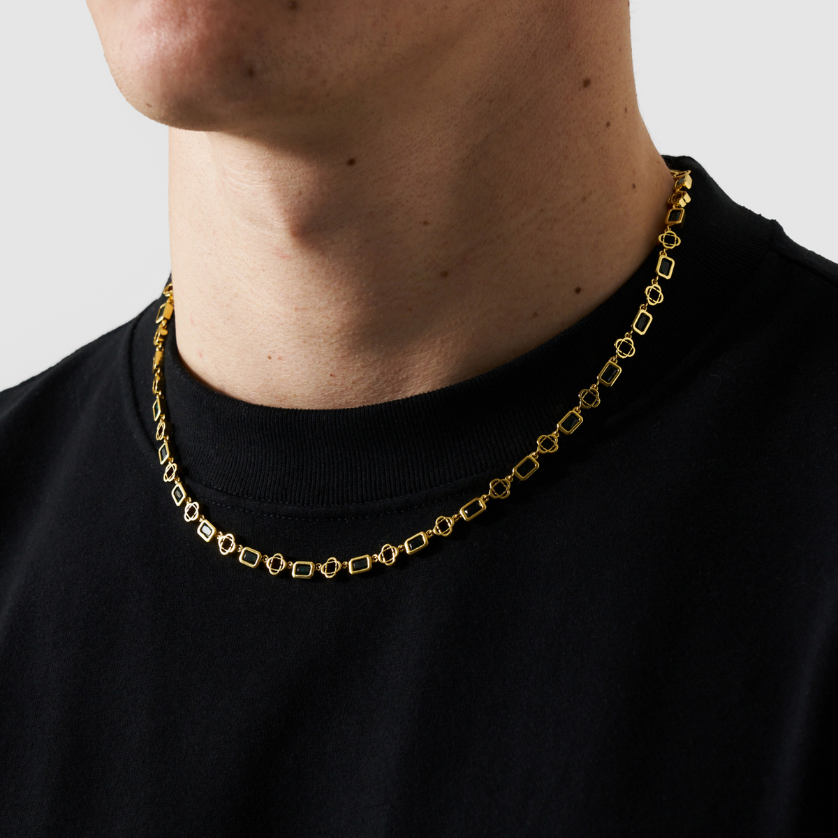 Collar de Trébol de Piedras Preciosas de Ónix (Oro)