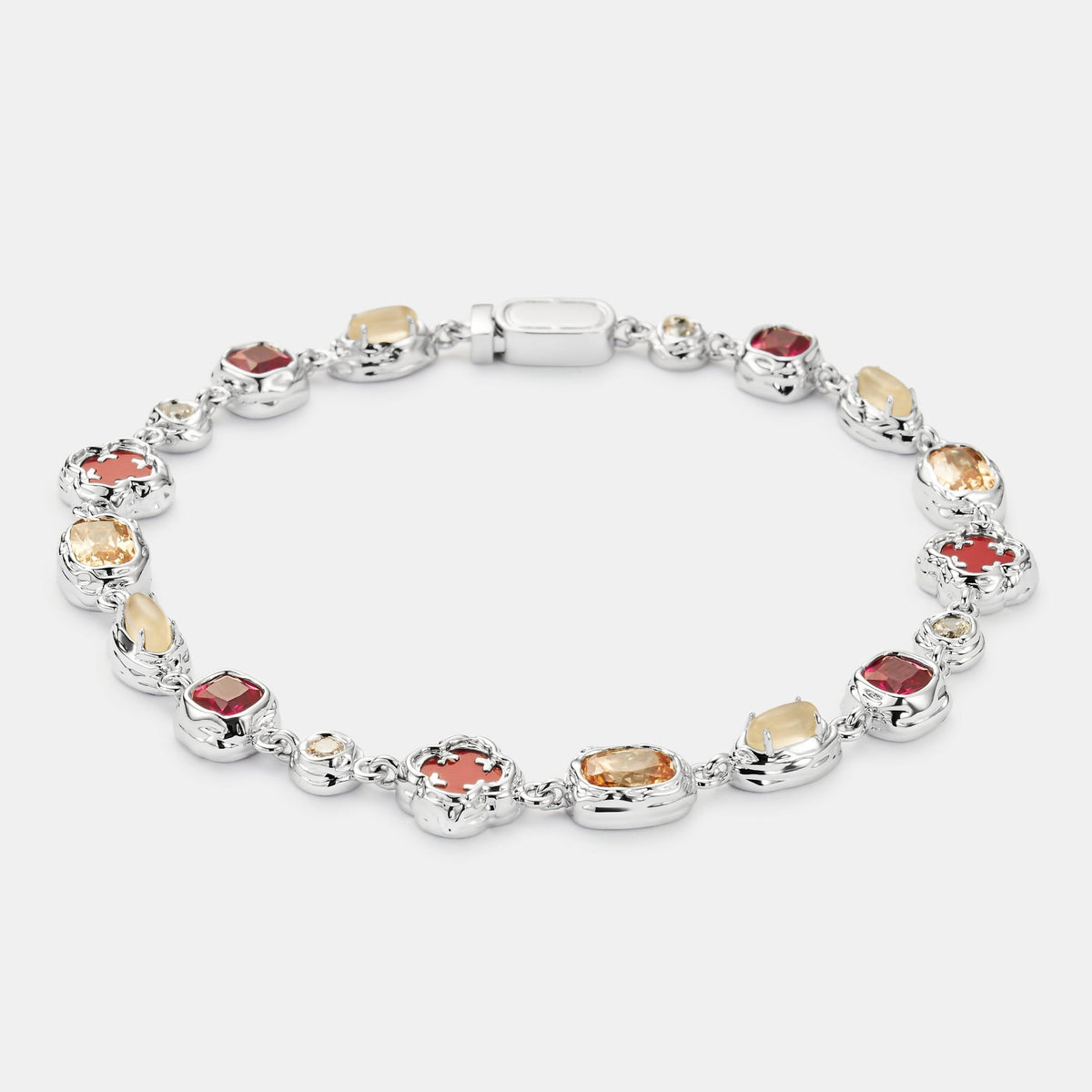 Pulsera de Piedra Rubí Derretida (Plata)