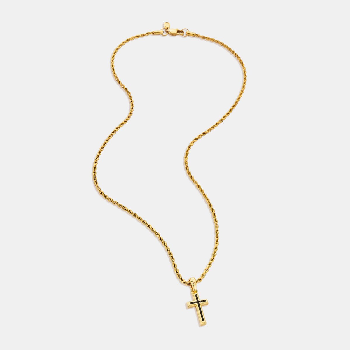 Cruz de Piedra Ónix Mini (Oro)