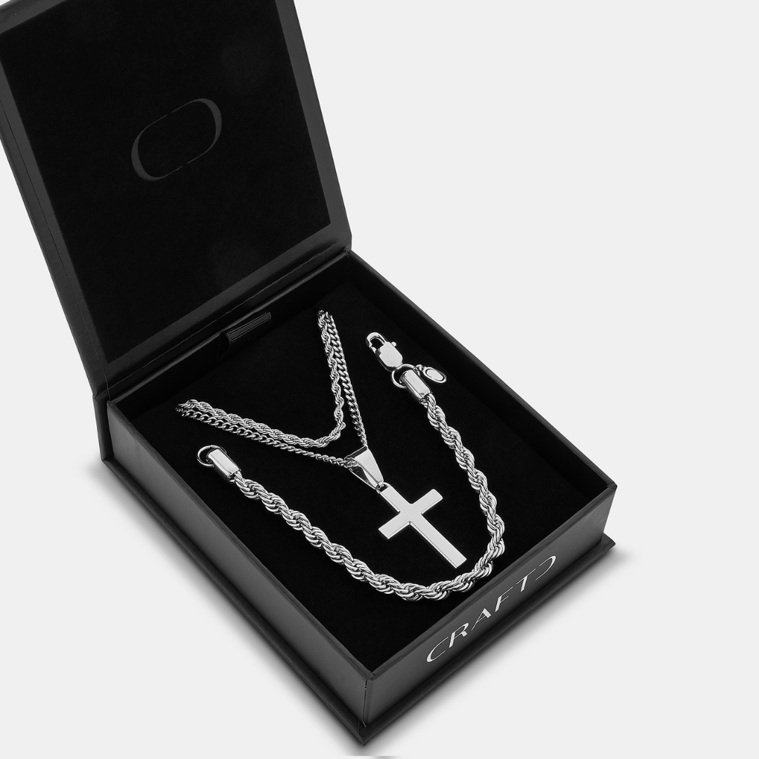 Set de regalo cruz clásica (plata)