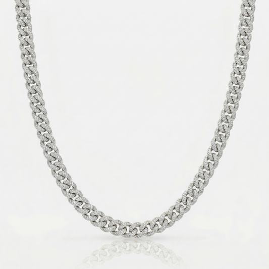 Cadena cubana helada (Plata) 10mm