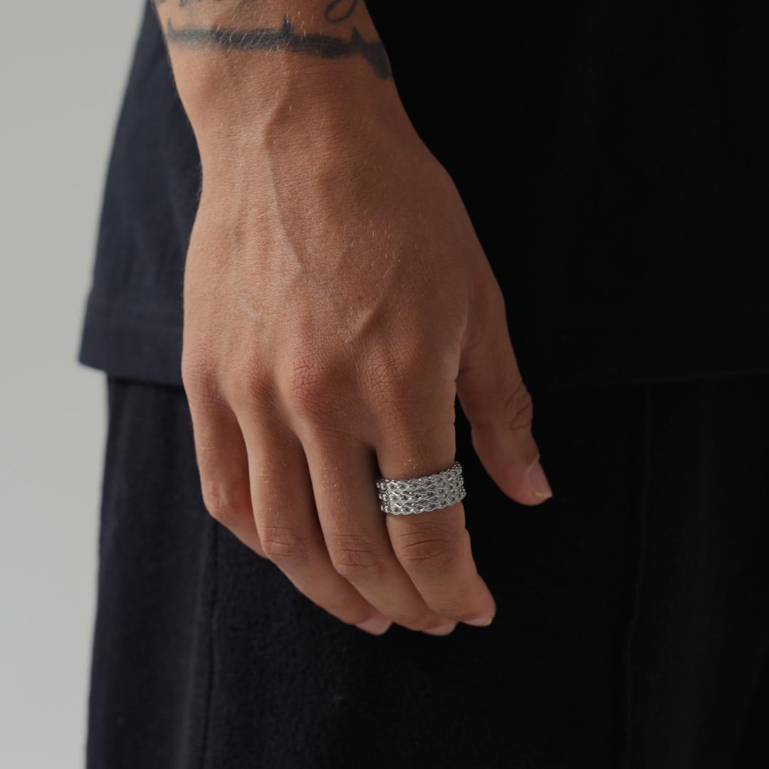 Anillo Apilado de Cuerda (Plata)