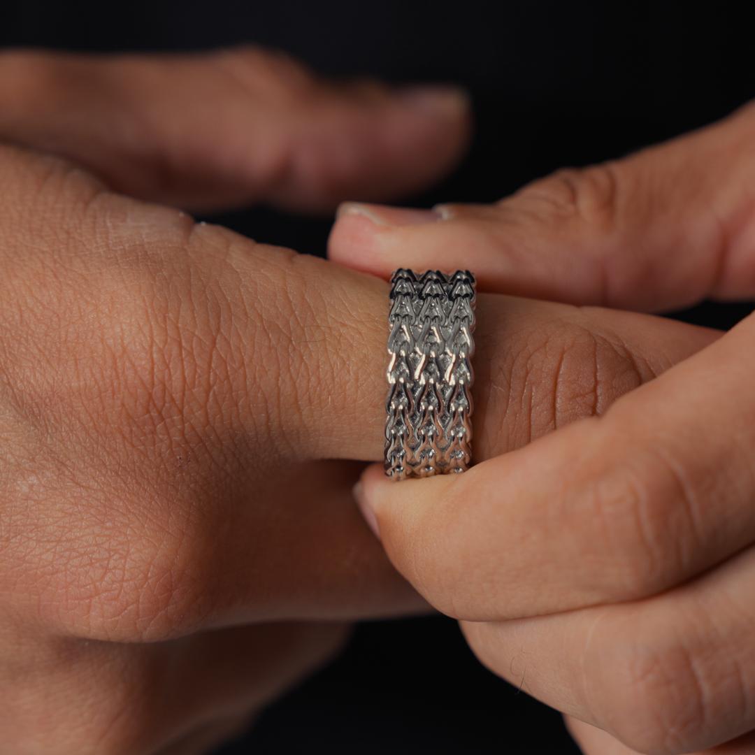 Anillo Apilado de Cuerda (Plata)