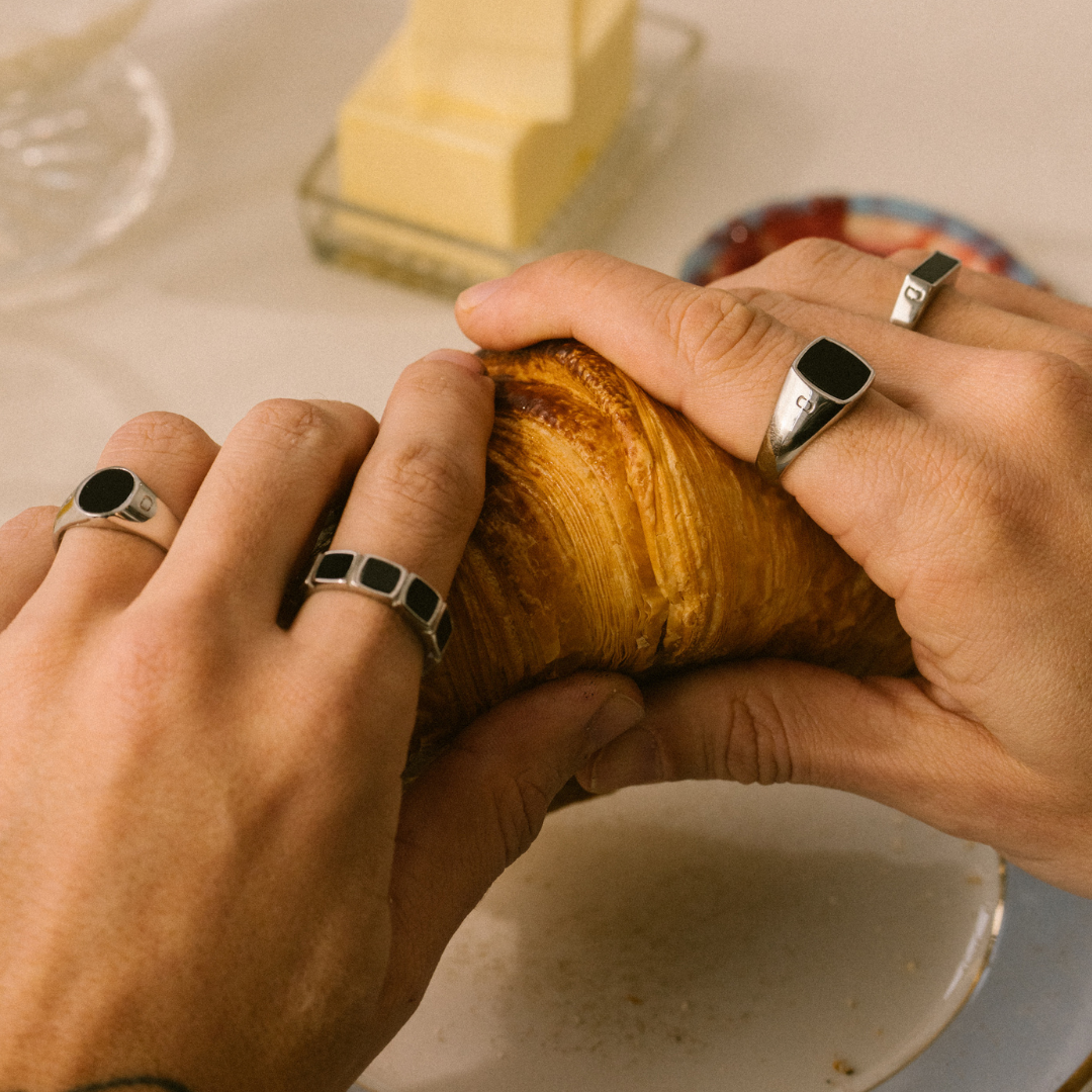 Anillo Sello de Piedra Cuadrada Ónice (Plata)