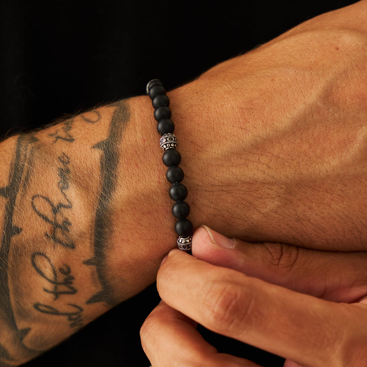 Pulsera de Piedra Ónix Mate (Plata)