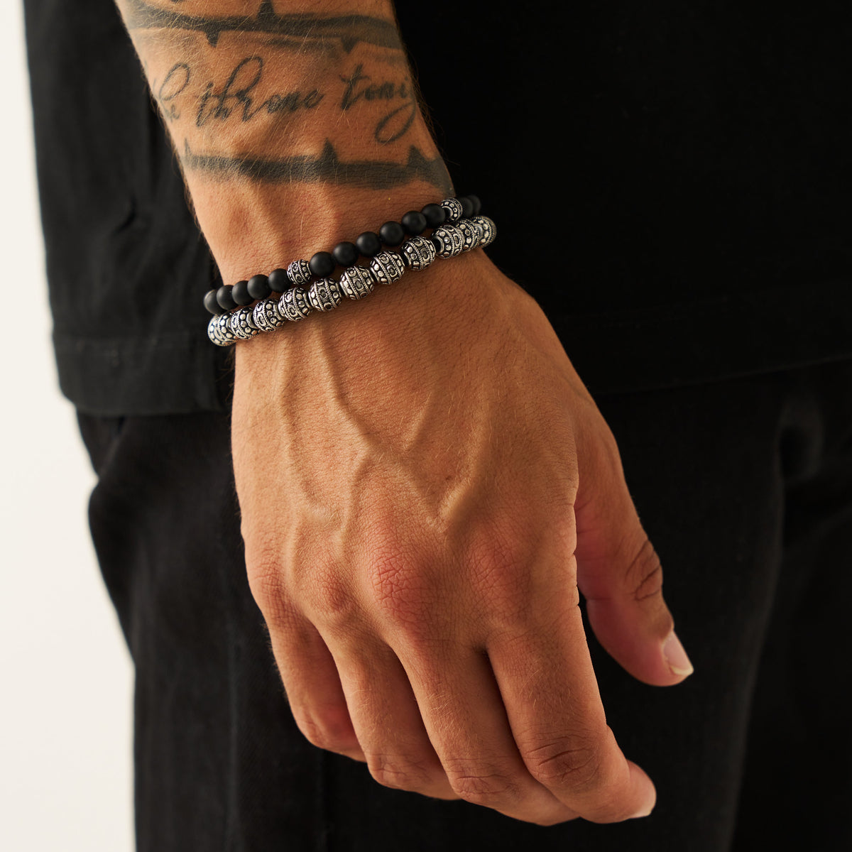 Pulsera de Piedra Ónix Mate (Plata)