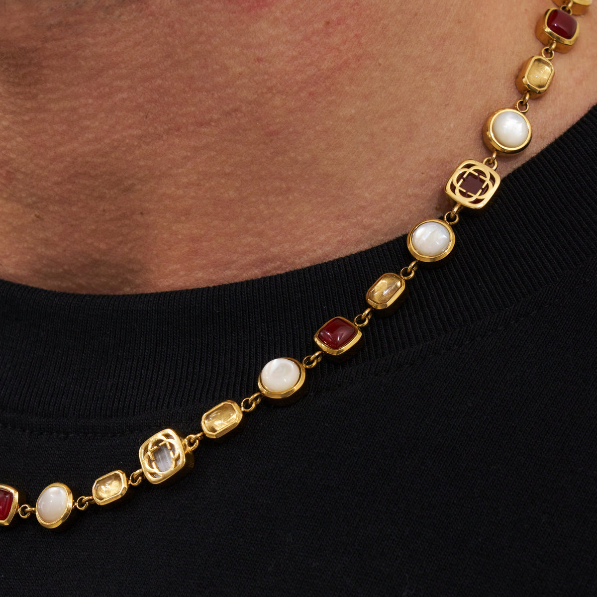 Collar de gema de cristal rojo (oro)