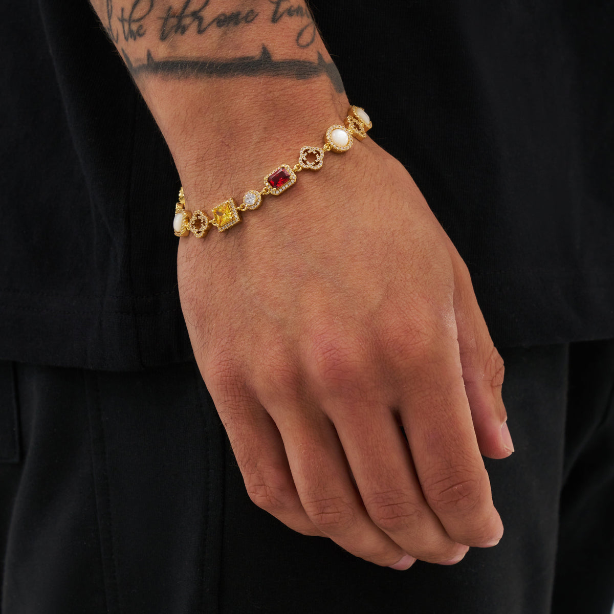 Pulsera de gema helada (oro)