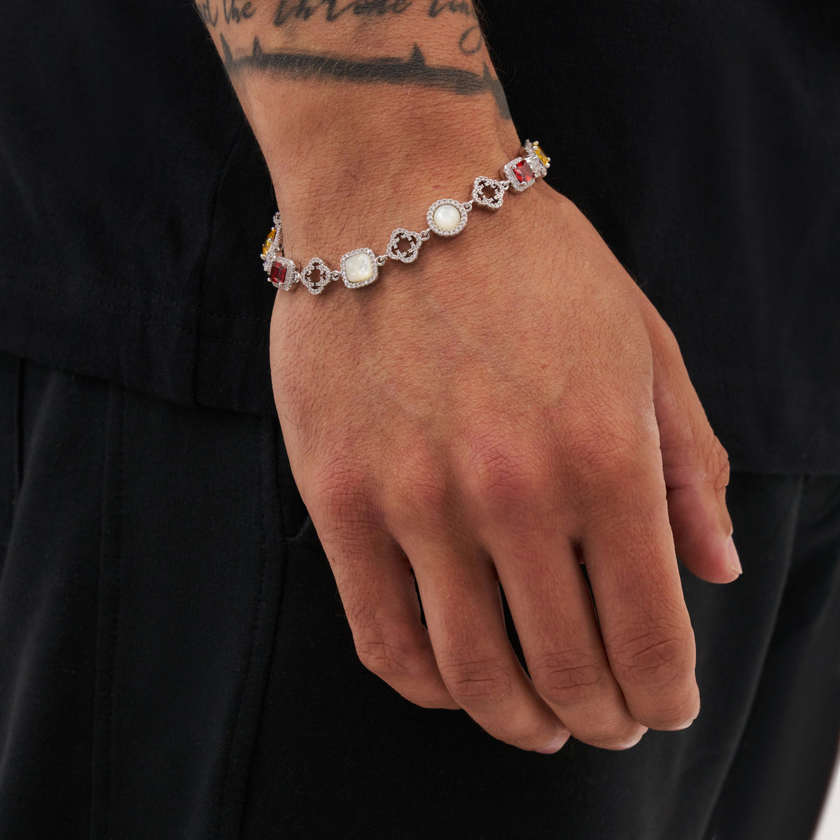 Pulsera de gema helada (plata)