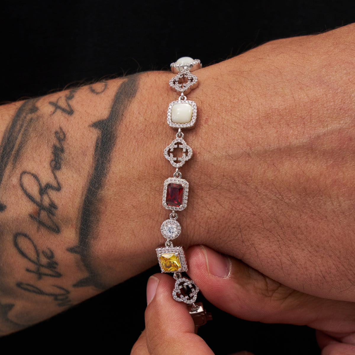 Pulsera de gema helada (plata)