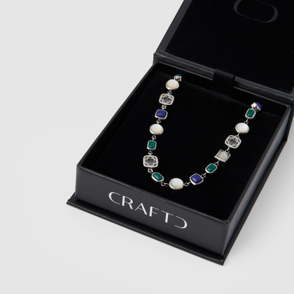 Collar de gema de cristal azul (plata)