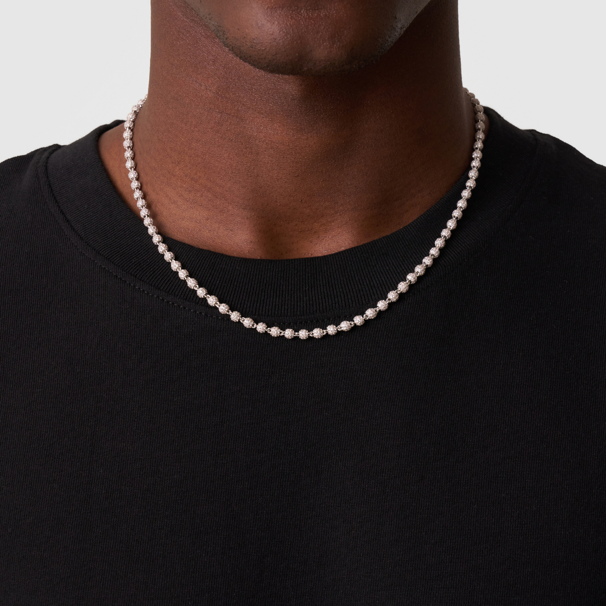Collar de colgante de bola helada (Plata) 4mm