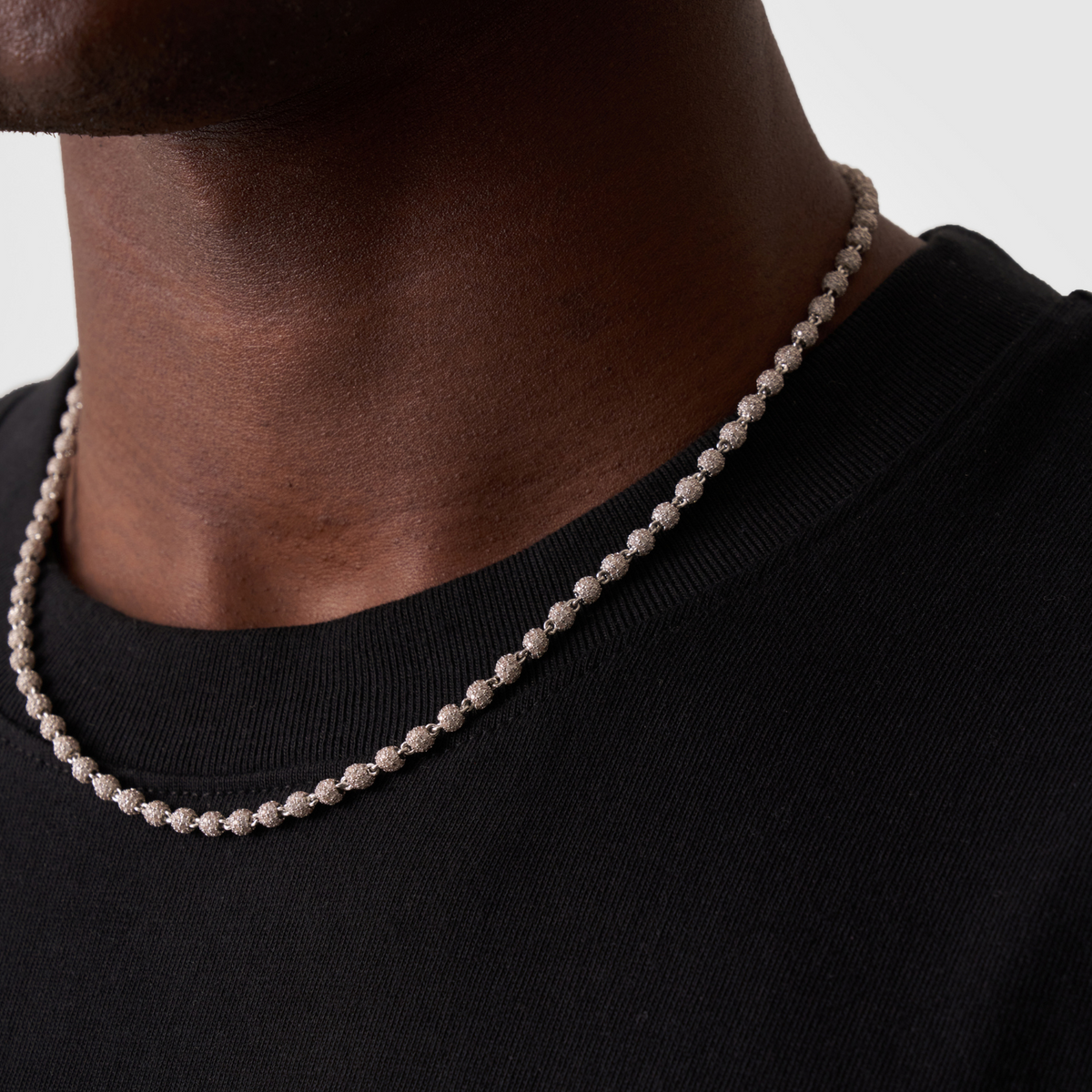 Collar de colgante de bola helada (Plata) 4mm