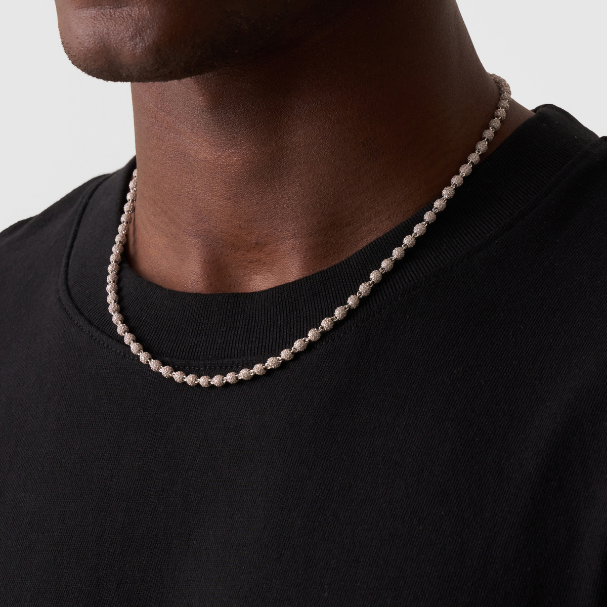 Collar de colgante de bola helada (Plata) 4mm